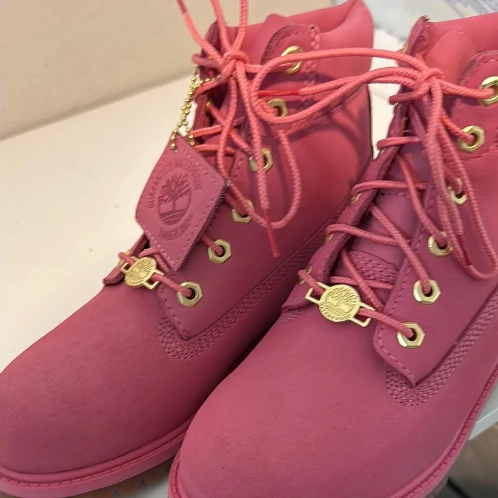 Timberland Pink Nubuck Lace-Up Boots